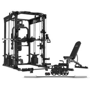 GRK200 10-in-1 Home Gym Station, Power Rack, Smith Machine and Cable Crossover + 90kg Olympic Barbell & Weight Plate Set